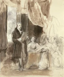 Sir Robert Peel liest Königin Victoria vor